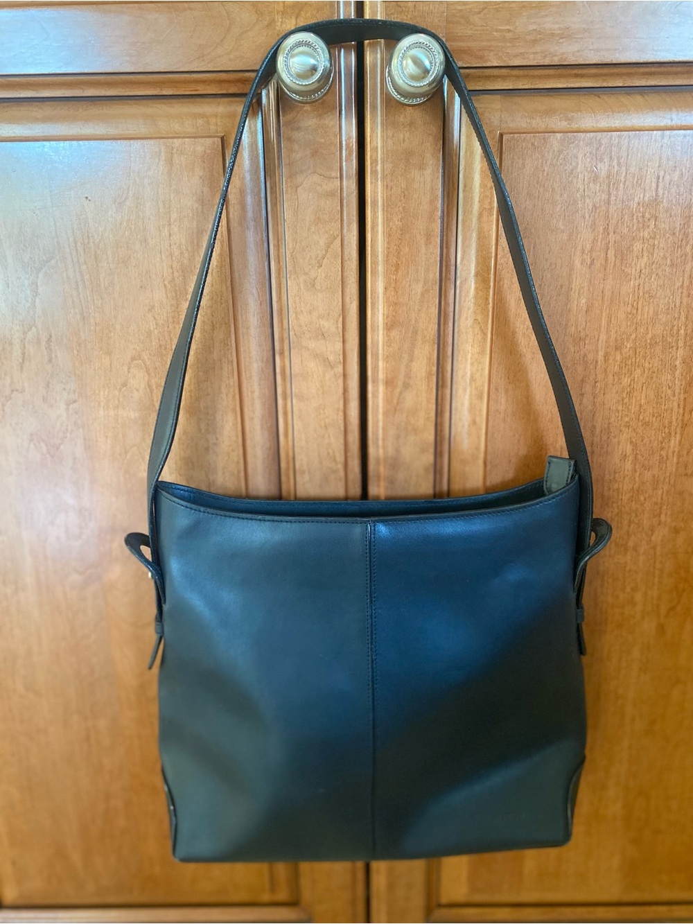 Vintage Oroton Black Leather Hobo Shoulder Bag